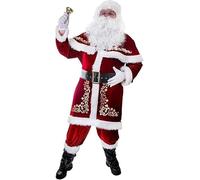 NAIQIALUO 7 Uds Traje de Papá Noel Conjunto de Navidad de Talla Grande Traje de Papá Noel de Terciopelo de Lujo para Hombres Adultos Adolescentes 5XL