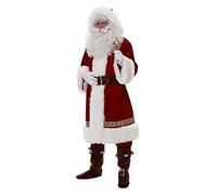 NAIQIALUO Disfraz de Papá Noel para Hombre, 8 Piezas, Disfraz de Cosplay de Papá Noel para Adultos de Navidad, Disfraz de Lujo para Hombre de Papá Noel de Lujo, Ropa, Trajes Large