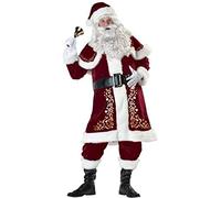NAIQIALUO Disfraz Papá Noel para Hombre/Mujer, Vestido Navidad con Cuello en V, Vestidos Fiesta Navidad, Disfraz Cosplay Miss Santa Claus con cinturón, Conjunto Traje Navidad Papá Noel B,5XL