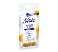 NAIR - Tiras faciales de cera fría, piel sensible, extracto de leche y miel, 97% de origen natural, formato malicioso de 12 tiras
