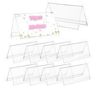 Naisfei 20×8 cm Soporte de Exhibición de Acrílico,10 Piezas forma de tejado, Porta Precios Transparente, Soporte de Sobremesa para Oficina Tienda Supermercado Promociones Restaurantes Transparent