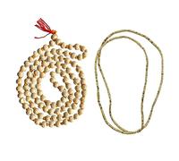 Naisha Tulsi Holy Basil Japa Mala 108+1 Cuentas y Tulsi Kanthi Mala Tulsi Ki Mala 2 Cuello Redondo Mala Original para Daily Mantra Jaap, Paquete de 2, Madera, Rudraksha