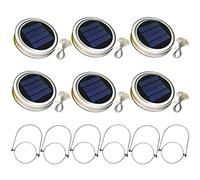 Naisicatar 6pcs Luz de Tapa de Frasco Solar de masón 20 LED Leche LECULACIÓN DE LA LANTERA COLLANTE 2M MANEJA LUCHAS