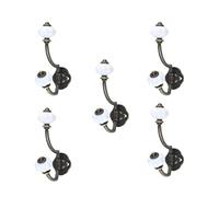 Naisicatar Ganchos de Ropa de Pared Retro Antiguo Antiguo Cerámico para la Puerta Baño de baño Cocina de Bronce 5 Pcs Ganchos de Ropa de Pared