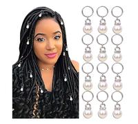 NAISKA 12 pinzas trenzadas de perlas plateadas para mujer, accesorios de aleación para rastas, horquillas para el pelo con perlas de diamantes de imitación de cristal para bodas, fiestas, estilo de