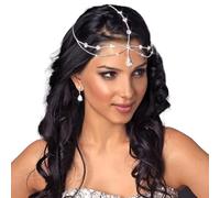 NAISKA Cadenas para la cabeza con diamantes de imitación multicapa, estilo vintage, tocados de novia, diadema de cristal de los años 20, accesorios para el cabello para mujeres y niñas (plateado)