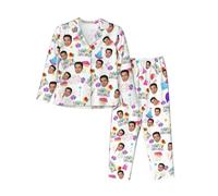 Naispanda Conjunto de Pijama Personalizado Conjuntos de Pijama Personalizados con Cara Conjunto de Pijamas de Manga Larga Personalizado Conjunto de Ropa de Dormir de Manga Larga Personalizado