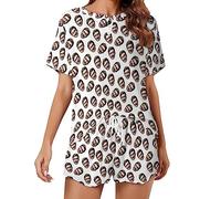 Naispanda Conjunto de Pijama Personalizado para Mujer con Cara de Foto Pijama Set Personalizada Pantalones Cortos PJs para Mujer Dama Adolescente Verano Ropa de Dormir Loungewear Regalos Tamaño - M