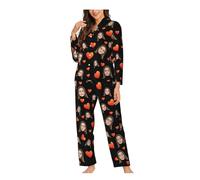 Naispanda Conjunto de Pijama Personalizado para Mujer, Conjunto de Pijama de Manga Larga con Foto/Texto Personalizado, para Diversión Familiar, Talla S-XL