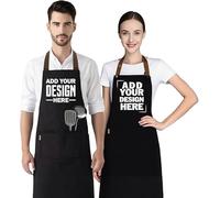 Naispanda Delantal Personalizado para Hombre y Mujer con Logo Foto y Texto, Delantal de Chef Personalizado Cocina Impermeable con 2 Bolsillos Ajustable para Cocinar y Barbacoa