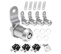 Naissian Cerraduras de gabinete con llaves, kit de bloqueo de archivador tubular RV Cam Lock Reemplazo 7/8 pulgadas, 90 °, paquete de 5 con 6 llaves iguales, Crome