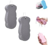 Naivetu Magic Exfoliating Bath Sponge, 3D Super Soft Exfoliating Bath Sponge, Gentle Deep Cleaning for Face & Body, Soft and Skin-Friendly, Not Easy to Deform, for Women, Man (Gray*2)