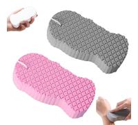 Naivetu Magic Exfoliating Bath Sponge, Super Soft 3D Texture Radiant Skin Reusable Body Scrubber for Gentle Dead Skin Removal Body & Face Care (Pink+Grey)