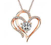 Naixio Collar de corazón para mujer, plata de ley 925, chapado en oro, circonita cúbica 5A, regalo de aniversario, cumpleaños, regalo para novia, esposa, mamá o amiga, 0.9*0.78, Plata esterlina