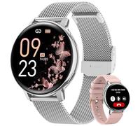 NAIXUES Reloj Inteligente Mujer con Llamadas, 1.39'' Smartwatch Función Femenina, 120+ Modos Deportivos, Pulsometro, SpO2, Monitor de Sueño, Podómetro Calorías IP68 para iOS Android Plata Regalo Mujer