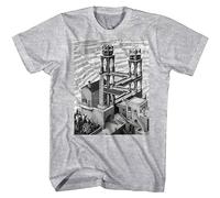 NAIYOUFABING Waterfall Visual Paradox Penrose Triangle Art Artist MC Escher Adult T Shirt Grey 3XL