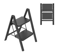 NAIZY Escalera plegable de 2 peldaños, pequeña escalera con estribo ancho, escalera plegable de metal, capacidad de carga hasta 270 kg