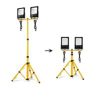 NAIZY Foco de Construcción LED 100W*2 8500LM Proyector LED con Trípode y Cable 3M a Prueba de Agua IP66 para Garaje de Obra Interior y Exterior (2 * 100W Blanco Cálido + Trípode)