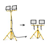 NAIZY Foco Proyector de Construcción LED Luces de Trabajo 100W*2 8500LM Proyector LED Blanco Frío con Trípode y Cable 3M, Reflector LED Luz de Trabajo IP66 para Garaje de Obra