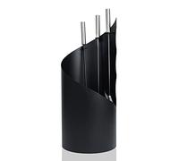 NAIZY Juego de Herramientas para Chimenea de Acero Inoxidable de 4 Piezas con Revestimiento y Parabrisas, Ideal para Cocina, Hogar, Sala de Estar y Decoración, Color Negro (Tipo B)