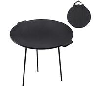 NAIZY Sartén para barbacoa de hierro fundido de 45 cm de diámetro, con 3 patas, plancha redonda para horno holandés, incluye bolsa de almacenamiento para exteriores
