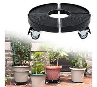 NAIZY Soporte para Plantas con Ruedas 39-52 CM Ajustable Base con Ruedas para Plantas con 4 ruedas para Interior Exterior Capacidad de carga 300KG - Negro
