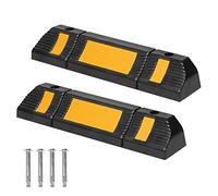 NAIZY Tope de Rueda 2 Piezas Tope de Estacionamiento de Goma - Límite de Estacionamiento de 60x12x10 cm, Marcador de Estacionamiento Con Perno de Expansión, Soporte de Estacionamiento (Tipo de Goma)