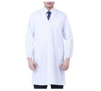 NAJZYBA Bata Blanca Química Lycee Algodón Laboratorio Blusa Medical Blanco Manga Larga Médica Mujer/Hombre, Puños elásticos gruesos, L