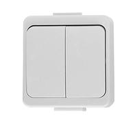 Naka24 IP44 - Interruptor de pared para ambientes húmedos (doble interruptor, WNT-2S, IP44), color blanco