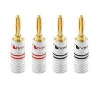 Nakamichi 24K Enchufe de banana chapado en oro 12-18 AWG Tamaño de 4 mm para Altavoces Amplificador Hi-Fi Receptor AV Estéreo Teatro en Casa Cable de Audio Conector de Tornillo, 4 piezas (2 pares)