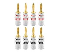 Nakamichi 24K Enchufe de banana chapado en oro 12-18 AWG Tamaño de 4 mm para Altavoces Amplificador Hi-Fi Receptor AV Estéreo Teatro en Casa Cable de Audio Conector de Tornillo, 8 piezas (4 pares)