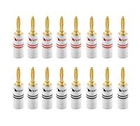 Nakamichi 24K Enchufe de banana chapado en oro 12-18 AWG Tamaño de 4 mm para Altavoces Amplificador Hi-Fi Receptor AV Estéreo Teatro en Casa Cable de Audio Conector de Tornillo, 16 piezas (8 pares)