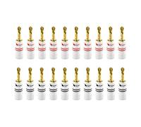 Nakamichi Clavija Banana 12-18 AWG 4 mm 24K Chapado en Oro Enchufe de plátano Adaptador para Altavoces con Cable y Amplificador de Altavoz HiFi 20 Piezas (10 Pares) Clavija Bananas BFA