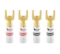 Nakamichi Clavija Banana 12-18 AWG 4 mm 24K Chapado en Oro Enchufe de plátano Adaptador para Altavoces con Cable y Amplificador de Altavoz HiFi 4 Piezas (2 Pares) Terminal de Horquilla