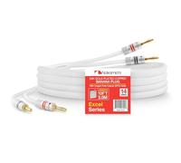 Nakamichi Excel Series Conector tipo banana chapado en oro de 24 quilates con cable de altavoz (10 pies) 99.9% cobre libre de oxígeno (OFC) trenzado resistente - Blanco (14 AWG / 10 pies / 3,0 m)