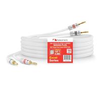 Nakamichi Excel Series Conector tipo banana chapado en oro de 24 quilates con cable de altavoz (15 pies) 99.9% cobre libre de oxígeno (OFC) trenzado resistente - Blanco (14 AWG / 15 pies / 4,5 m)