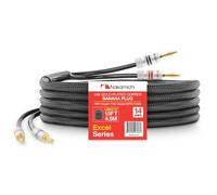 Nakamichi Excel Series Conector tipo banana chapado en oro de 24 quilates con cable de altavoz (15 pies) 99.9% cobre libre de oxígeno (OFC) trenzado resistente - Negro (14 AWG / 15 pies / 4,5 m)