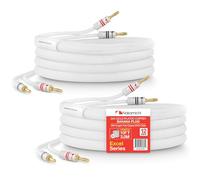 Nakamichi Excel Series Conector tipo banana chapado en oro de 24 quilates con cable de altavoz 99.9% cobre libre de oxígeno (OFC) trenzado Certificado CL2 - Blanco (12 AWG / 10 pies / 3,0 m) 2 paquete