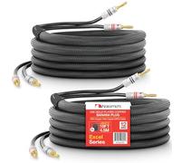 Nakamichi Excel Series Conector tipo banana chapado en oro de 24 quilates con cable de altavoz 99.9% cobre libre de oxígeno (OFC) trenzado Certificado CL2 - Negro (12 AWG / 15 pies / 4,5 m) 2 paquete