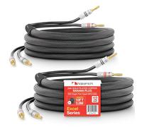 Nakamichi Excel Series Conector tipo banana chapado en oro de 24 quilates con cable de altavoz 99.9% cobre libre de oxígeno (OFC) trenzado Certificado CL2 - Negro (12 AWG / 10 pies / 3,0 m) 2 paquete
