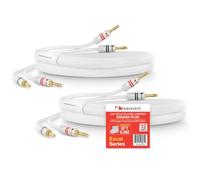 Nakamichi Excel Series Conector tipo banana chapado en oro de 24 quilates con cable de altavoz 99.9% cobre libre de oxígeno (OFC) trenzado Certificado CL2 - Blanco (12 AWG / 3 pies / 0,9 m) 2 paquete