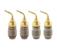 Nakamichi FanLock 24K Conector de clavija de 2mm chapado en oro 10 AWG - 18 AWG calibre 4 mm para Altavoces Amplificador Teatro en Casa Cable de Audio Hi-Fi Enchufe Banana, 4 piezas (2 pares)