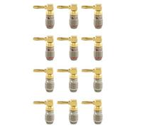 Nakamichi FanLock 24K Enchufe de ángulo Recto 90 Grados Banana Chapado en Oro 10 AWG - 18 AWG Calibre 4 mm para Altavoces Amplificador Teatro en Casa Cable de Audio Conector, 12 Piezas (6 Pares)