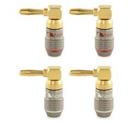 Nakamichi FanLock 24K Enchufe de ángulo Recto 90 Grados Banana Chapado en Oro 10 AWG - 18 AWG Calibre 4 mm para Altavoces Amplificador Teatro en Casa Cable de Audio Conector, 4 Piezas (2 pares)