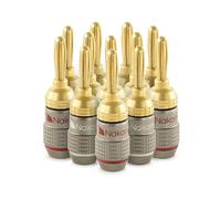 Nakamichi FanLock 24K Enchufe de banana chapado en oro 10 AWG - 18 AWG calibre 4 mm para Altavoces Amplificador Receptor AV Estéreo Teatro en Casa Cable de Audio Conector, 12 piezas (6 pares)