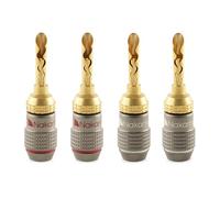 Nakamichi FanLock 24K Enchufe de BFA banana chapado en oro 10 AWG - 18 AWG calibre 4 mm para Altavoces Amplificador Receptor AV Estéreo Teatro en Casa Cable de Audio Conector, 4 piezas (2 pares)