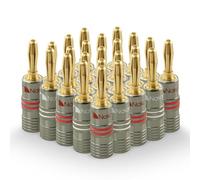 Nakamichi Ultimate Series Conector Banana 4 mm De Cobre Rojo Con Berilio Chapado En Oro 24K, Compatible Con Cables 12-18 AWG, Para Altavoces Y Amplificadores Hi-Fi, 24 Piezas (12-Pares)
