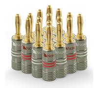 Nakamichi Ultimate Series Conector Banana 4 mm De Cobre Rojo Con Berilio Chapado En Oro 24K, Compatible Con Cables 12-18 AWG, Para Altavoces Y Amplificadores Hi-Fi, 16 Piezas (8-Pares)