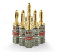 Nakamichi Ultimate Series Conector Banana 4 mm De Cobre Rojo Con Berilio Chapado En Oro 24K, Compatible Con Cables 12-18 AWG, Para Altavoces Y Amplificadores Hi-Fi, 10 Piezas (5-Pares)