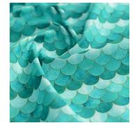 NAKAN 100% Tela de Algodón Degradado Japonés Estampado de Escamas de Pescado Sirena Escamas Tela Decorativa Geométrica para Coser Manualidades, Ropa, 130cm Ancho(Size:1m,Color:Verde)